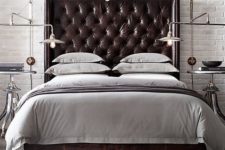 06 a timeless chocolate brown leather wingback headboard is a bold statement for a bedroom