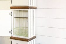 07 elegant white crate lockers with numbers are a chic and cool DIY for any laundry or mudroom