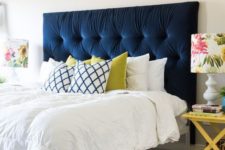 10 a navy tufted headboard is a bold statement in the neutral bedroom and a chic and timeless decor idea