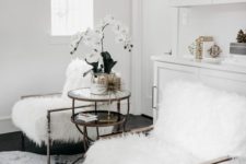 13 comfy chairs dressed up for the fall with white faux fur to make them cozier and softer