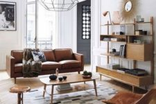 15 geometric pendant lamps pefectly match the mid-century modern style used here