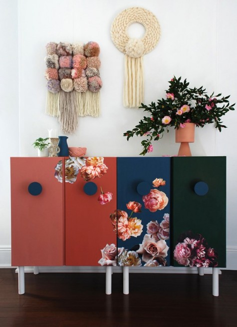 a very bold Ivar hack with paints and real flower stickers will make a statement anywhere