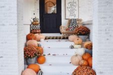 09 put natural pumpkins and fall blooms that you’ve grown on the steps indoors or outdoors