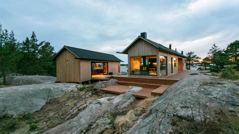 These cabins are built on the Finnish Archipelago and are self sustainable and super stylish
