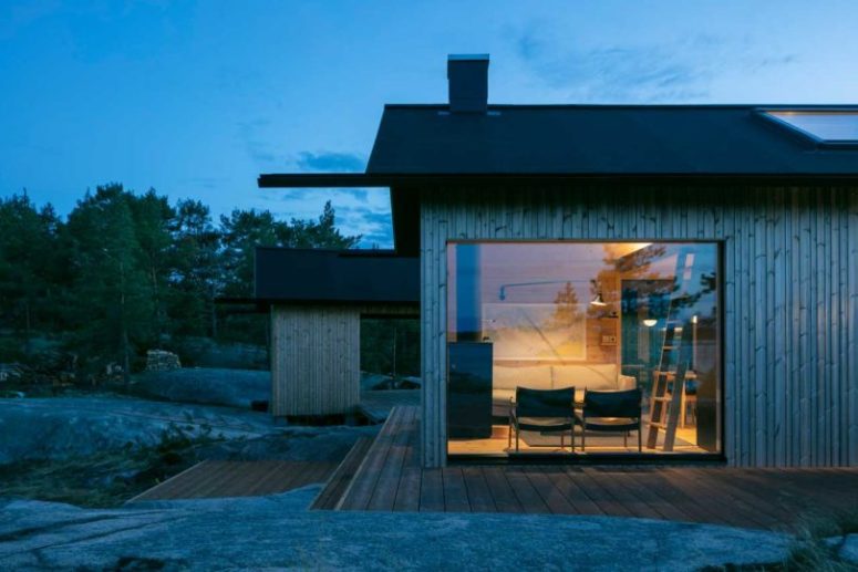The cabins are contemporary and features a wooden exterior and black roofs plus some glazed parts to enjoy the views The cabins are contemporary and features a wooden exterior and black roofs plus some glazed parts to enjoy the views