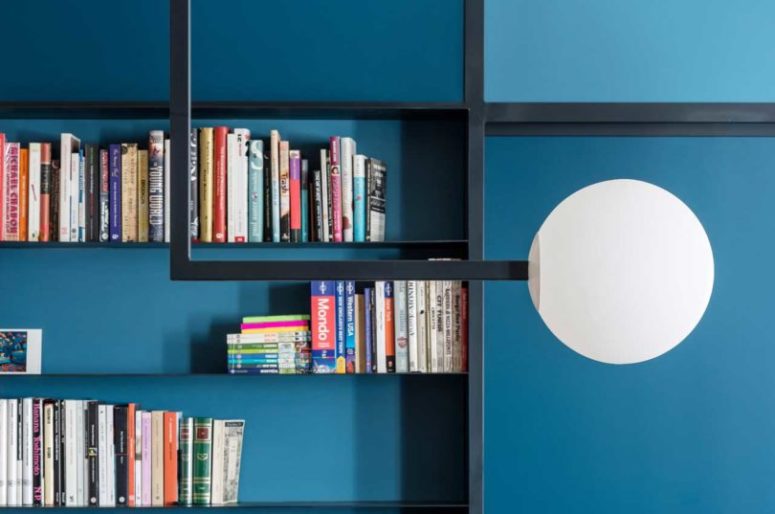 Geometric lines and angles give an edge to the apartment design and a bit of masculinity, too