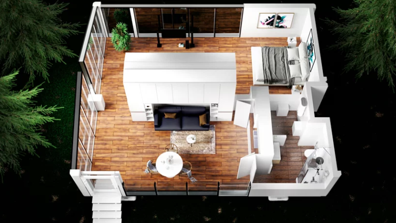 There' also a Haus with a living room and a bedroom, which is larger but has the same characteristics it's prefab, ready to move in and can be constructed very fast There' also a Haus with a living room and a bedroom, which is larger but has the same characteristics - it's prefab, ready to move in and can be constructed very fast