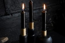 15 stylish black and gold candleholders are amazing for Halloween decor, they will work for modern and minimalist themes
