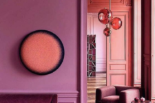 22 a bold space done in fuchsia and mauve is a very refined space flooded with warm and refined colors
