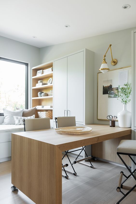 Home Office Design Ideas 2022 Dove 30 Timeless Neutral Home Office Décor Ideas - DigsDigs