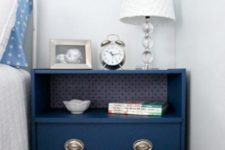 11 an IKEA Rast dresser painted navy, with contact paper inside and chic metallic knobs