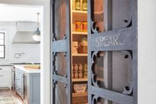 12 a pantry with whimsy barn-inspired sliding doors, which are a cool idea to save some space