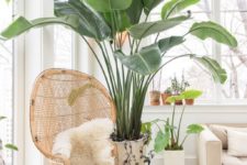 23 a large statement plant in a neutral pot and a smaller plant to highlight this nook and make it fresh