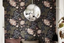 26 moody floral wallpaper is a creative and elegant idea for a contemporary space, it will give it a refined touch