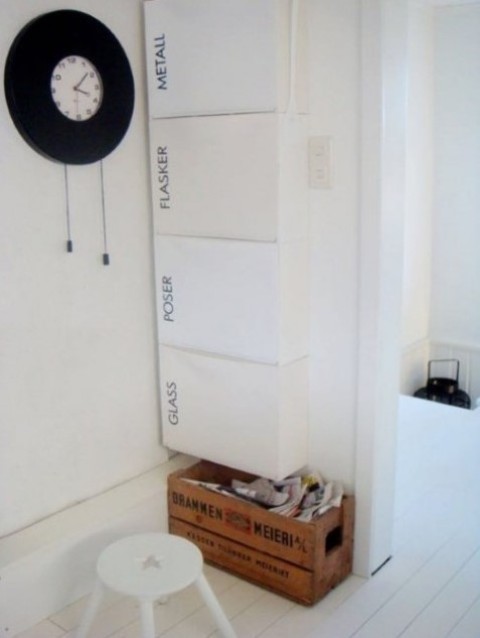 a comfortable storage piece of IKEA Trones and black letter stickers to mark each drawer