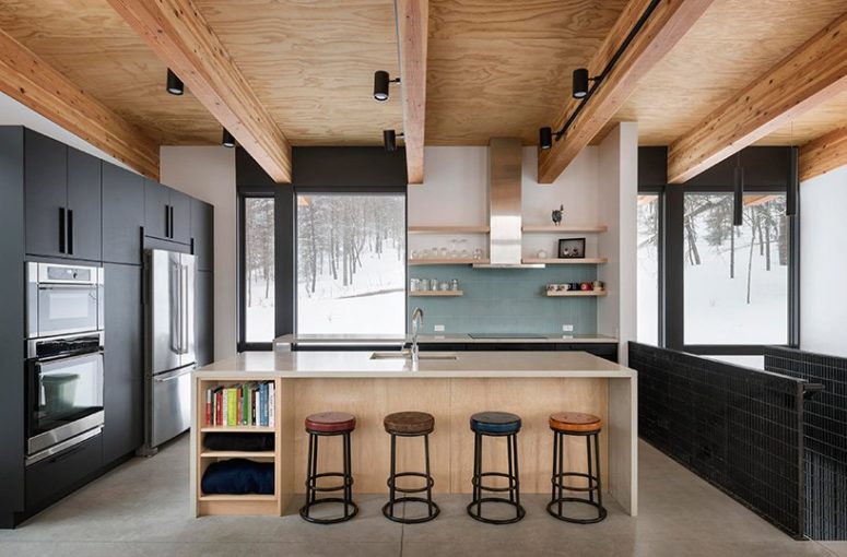 a cool kitchen island with a seating space