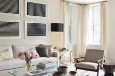 13 light-colored curtains under the ceiling molding is right what you need for a larger look