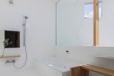 a modern all-white bathroom design