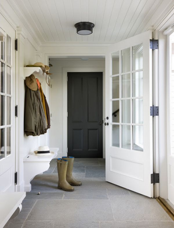 make a statement with a black interior door used in a all-neutral space like this one