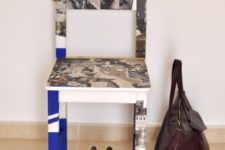 15 an IKEA IVAR chair decoupaged with old magazines and paint for a bold and contemporary look