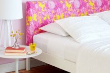 17 an IKEA Malm bed frame with a headboard hacked with colorful fabric for a touch of color
