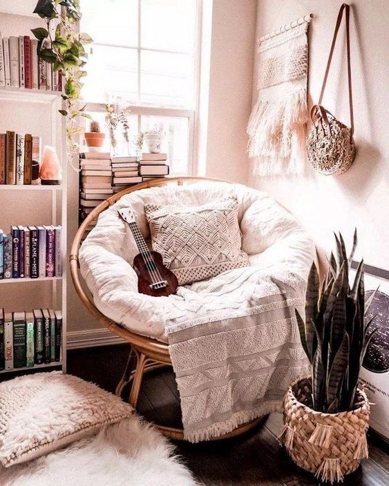 go for a round chair instead of a usual one in your living room and add a shape this way