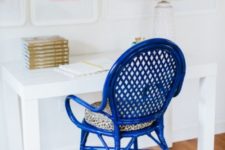23 IKEA cobalt chair hack with leopard printed seat and gold casters makes it extra bold and very mobile