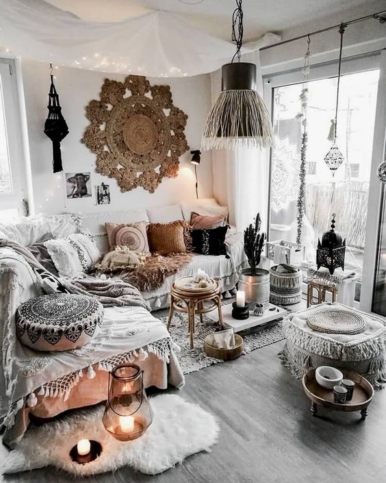 natural boho living room