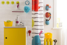 super bright furniture and accessories in various colors will spruce up even the most neutral bathroom ever