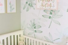 11 a delicate watercolor leaf print accent wall is a chic and soft idea for a serene and airy space like this one