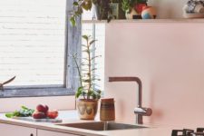 19 a soft shade of pink adds warmth and coziness to this small kitchen, neutrals make the space bolder