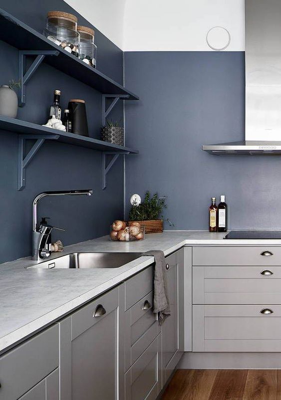 25 Blue And Grey Kitchen Designs That Inspire - Digsdigs