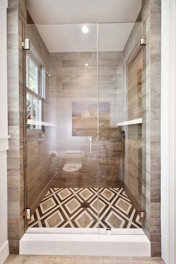 Wood cheap tile shower