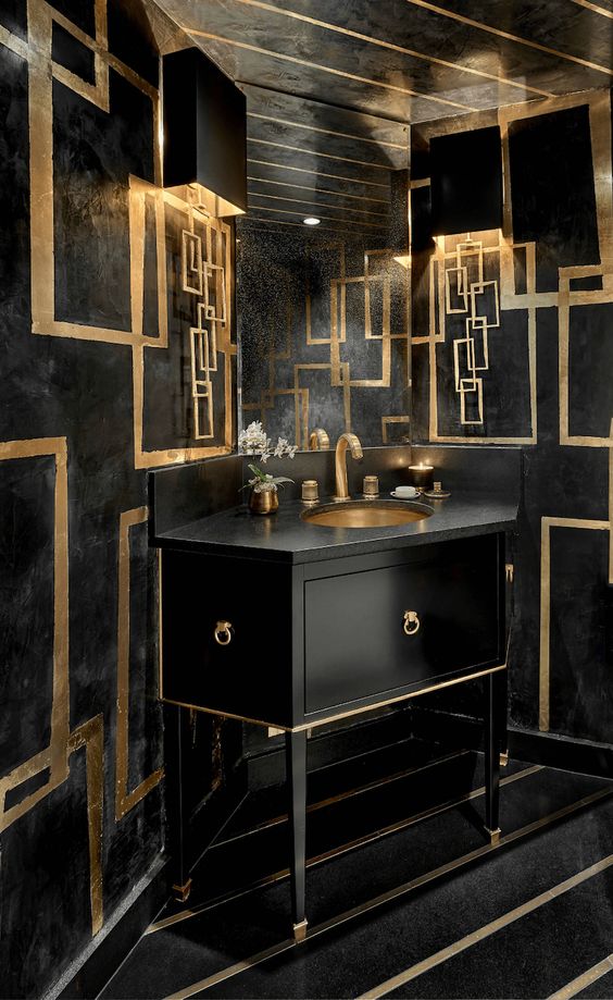 25 Black And Gold Bathroom Decor Ideas - DigsDigs