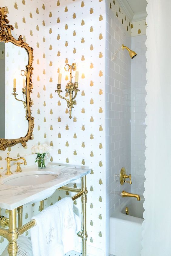 25 Refined White And Gold Bathrooms DigsDigs