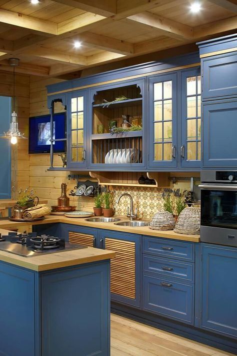 25 Catchy And Bold Blue And Yellow Kitchens - DigsDigs