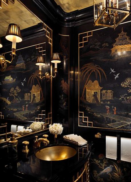 25 Black And Gold Bathroom Decor Ideas - DigsDigs