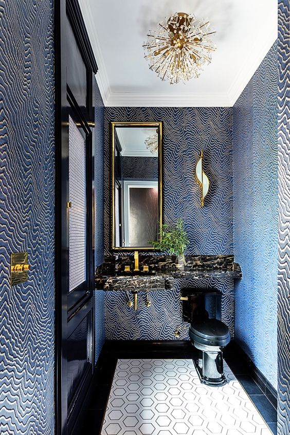25 Stylish Blue And Gold Bathroom Decor Ideas - DigsDigs