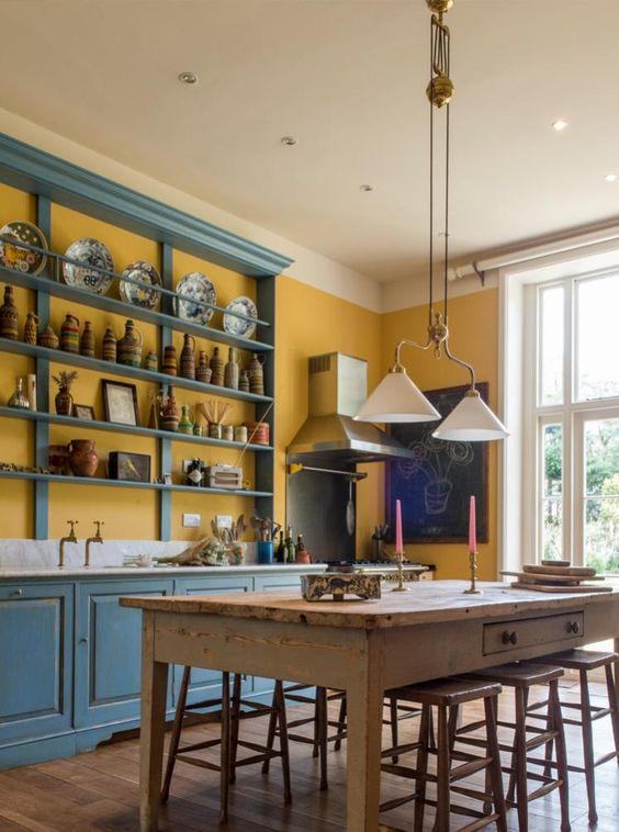 25 Catchy And Bold Blue And Yellow Kitchens DigsDigs