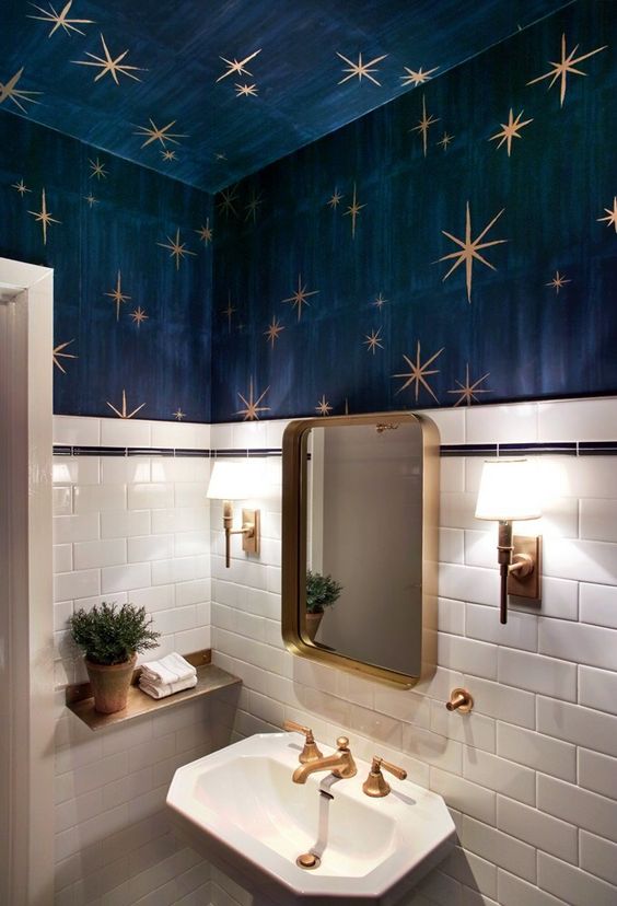 25 Stylish Blue And Gold Bathroom Decor Ideas - DigsDigs
