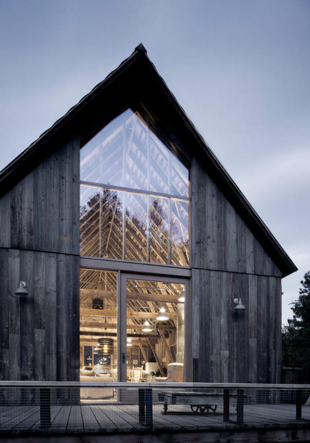 This modern home is a restored and redone old barn and salvaged materials were used to build it