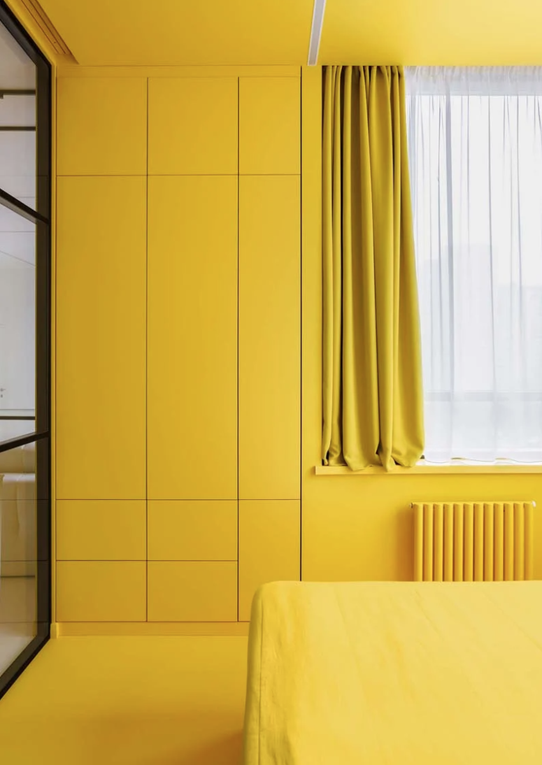 The storage units are carefully integrated into the bedroom decor and are done sleek