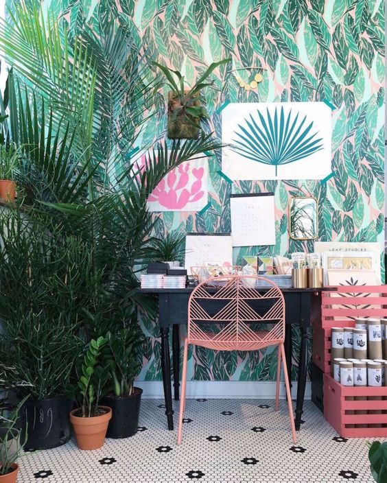 23 Bright Tropical Home Office Decor Ideas - DigsDigs