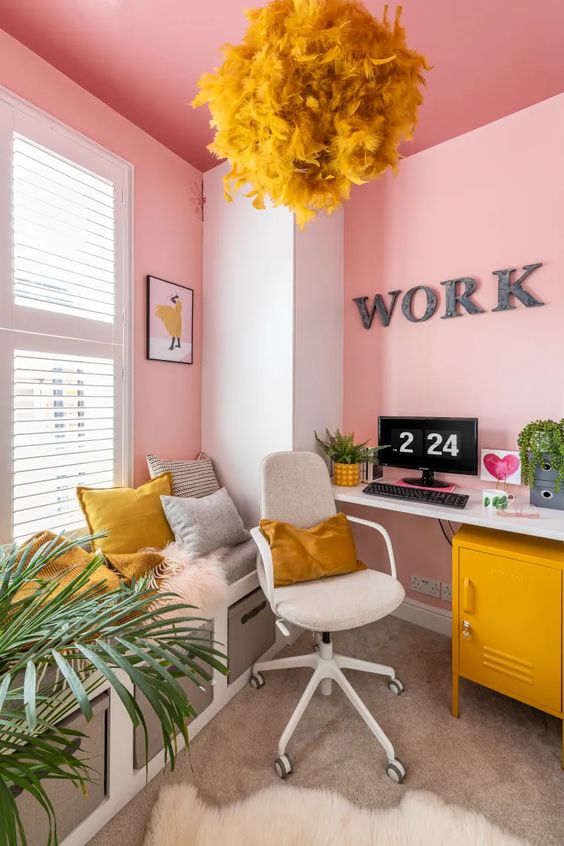 25 Beautiful Pink Home Office Decor Ideas - DigsDigs