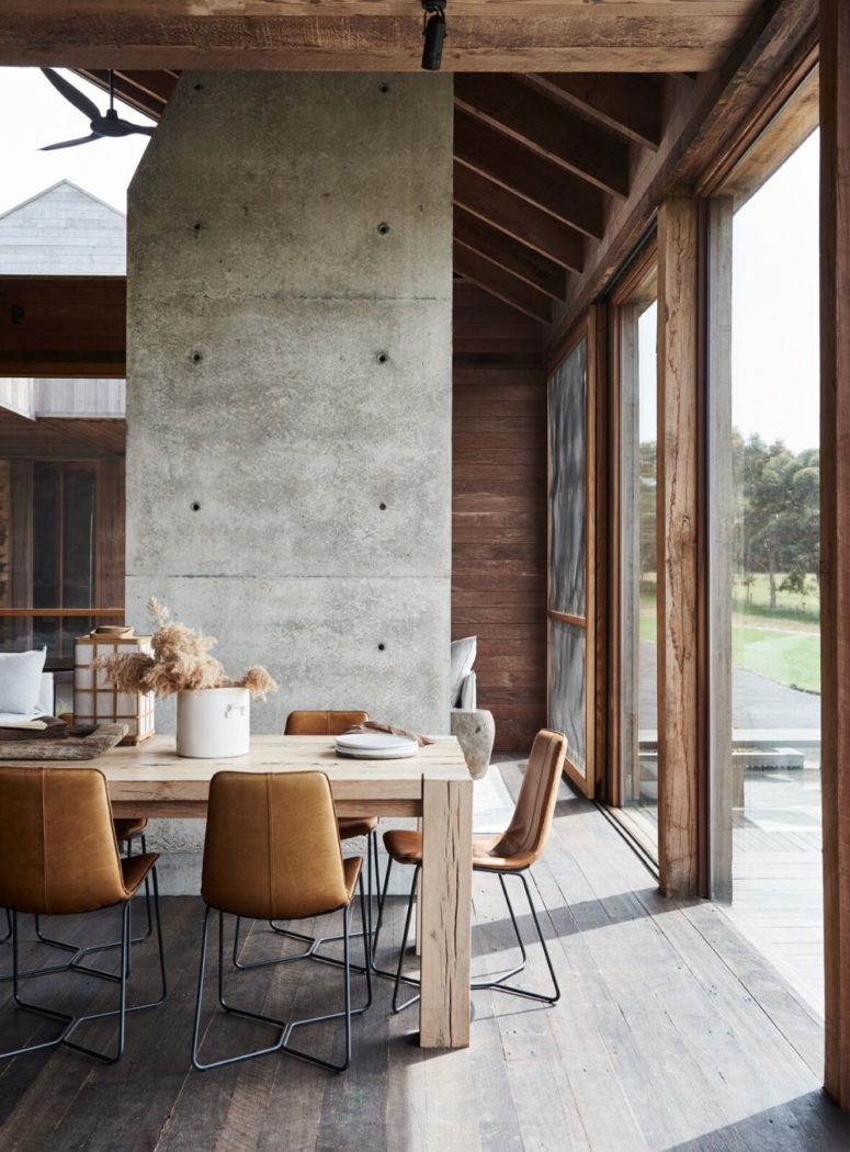 There's much natural wood in various stains in decor and it's complemented with concrete and leather for an ultra modern look There's much natural wood in various stains in decor and it's complemented with concrete and leather for an ultra-modern look