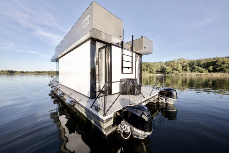 There's a staircase that leads up to the roof, which is a terrace and a deck at the same time