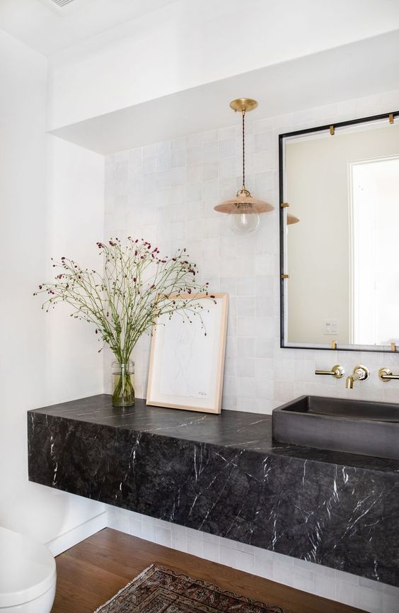 black marble bathroom countertops