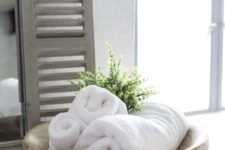 18 a chic wooden bowl for towels is a creative idea for a large bathroom, you may also place one for soaps