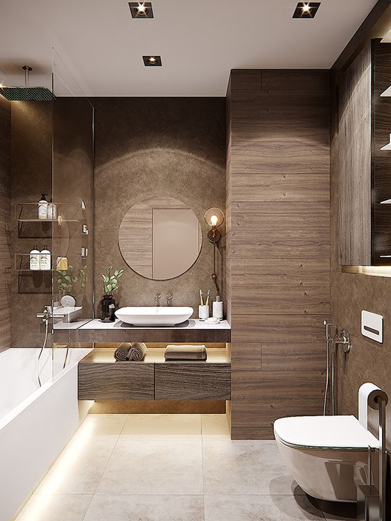 25 Refined Brown Bathroom Decor Ideas - DigsDigs