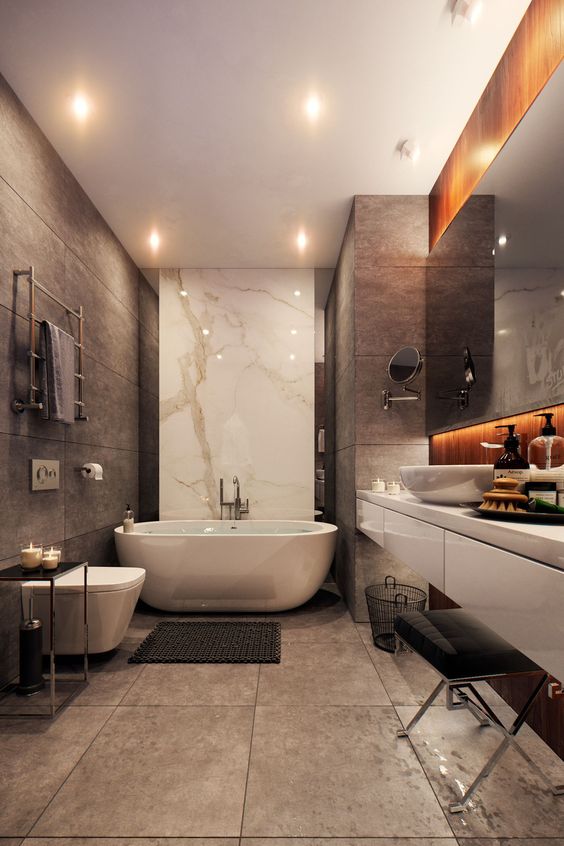 25 Refined Brown Bathroom Decor Ideas - DigsDigs